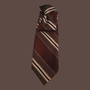 Vtg JOSKE'S 1980s Brown and Maroon Striped Slim Clip-on Tie